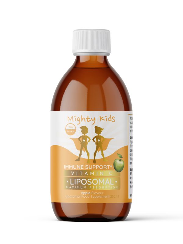 Front of Mighty Kids Vitamin C bottle - Apple Flavour
